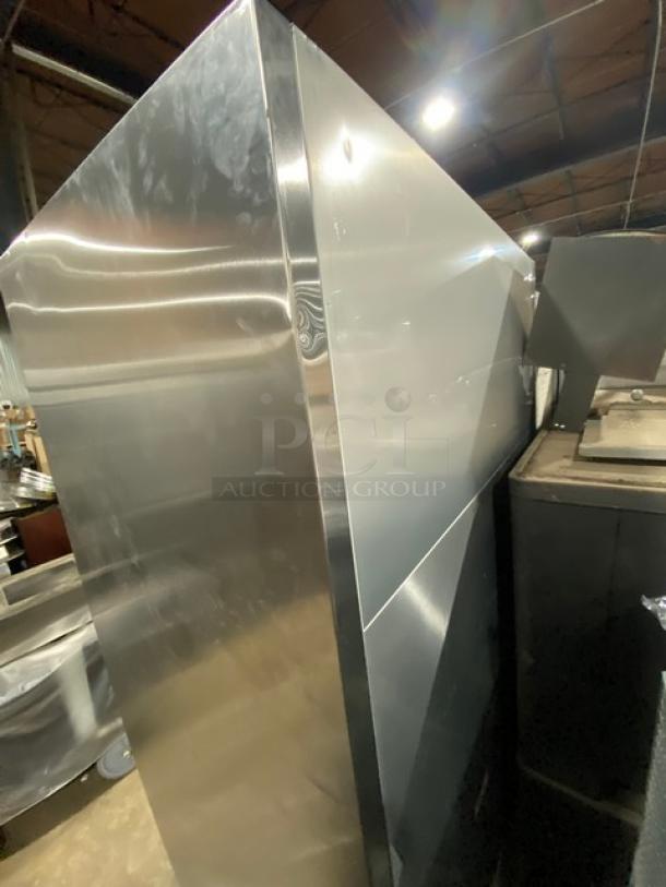 True Commercial Stainless Steel Refrigerated Merchandiser, Model TAC48LD. Features adjustable rack, on legs, 208-230V.