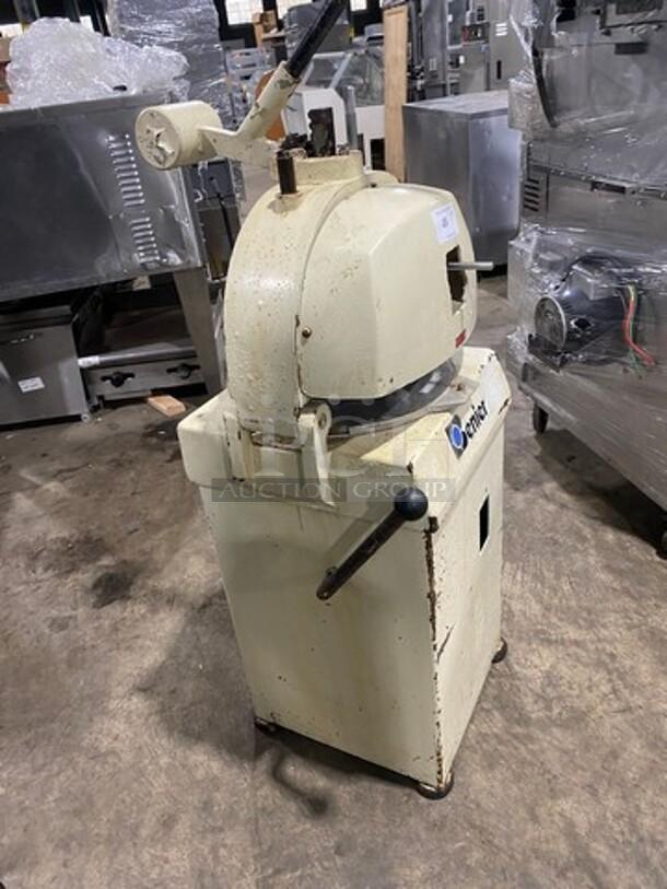 Benier commercial dough divider/rounder/depositor, floor style, 220V, heavy-duty, used condition, visible wear, label intact.