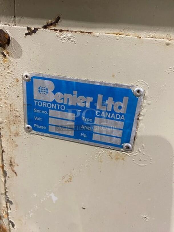 Benier commercial dough divider/rounder with 220V, heavy-duty use, featuring a manufacturer's label from Toronto, Canada.