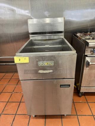 ANETS SLG100 Commercial NG Fryer, stainless steel, well-maintained, visible brand and model label, used in professional kitchens.