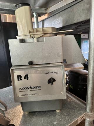 robot-coupe R4 Commercial Food Processor, 220V, stainless steel, used condition, visible control panel with speed settings.