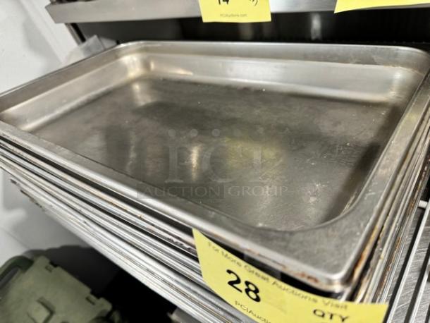 Full-size 2.5" deep stainless steel food pan, model BIDX5, in used condition with visible wear.