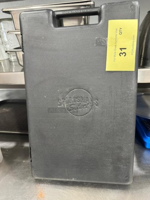 Sportsman's Select Knife set in black case, embossed logo, includes carrying handle, auction tag marked "31".