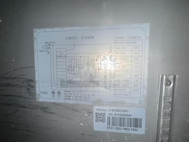 AVANTCO 178UDD72HC commercial beer dispenser, 115V; features circuit diagram and model number label on metal surface.