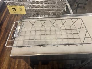 Stainless steel wire display basket for pastries, rectangular design, grid pattern, excellent condition, auction lot 59.