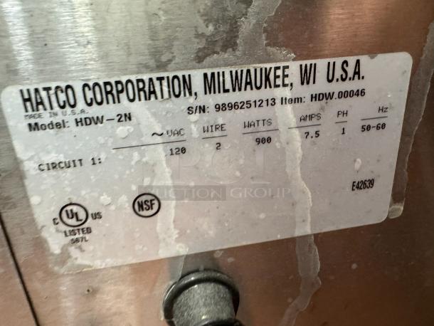 Hatco HDW-2N Drawer Warmer, 120V, stainless steel, model HDW-2N, serial number 9896251213, UL and NSF certified.