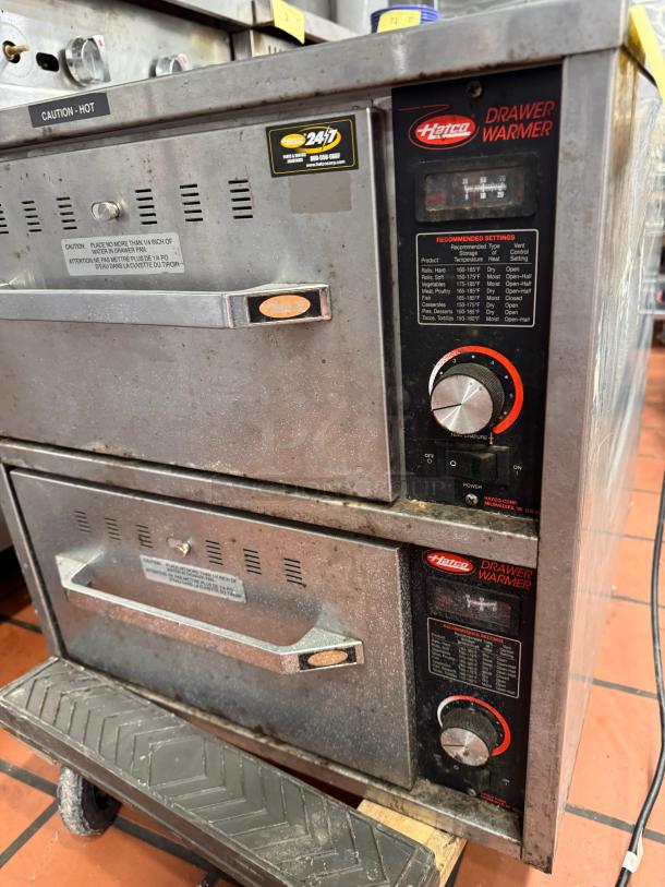 Hatco HDW-2N Drawer Warmer 120V with dual drawers; stainless steel, visible controls for temperature settings, used condition.