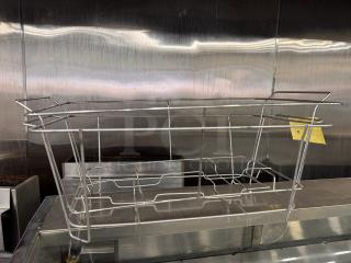 Stainless steel chafing dish stand for full-size tray, model BIDX5, in good condition.