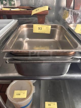 Stainless steel food pan BIDX3, rectangular, stacking design; auction label QTY 3.
