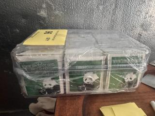 Pack of Uncle Lee green tea bags wrapped in plastic, featuring panda design, visible website URL, and labeled for auction.