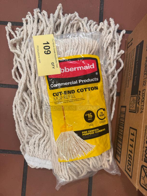 Brand new Rubbermaid mop refill, cut-end cotton, model #16 small; for general purpose cleaning, 10 uses.