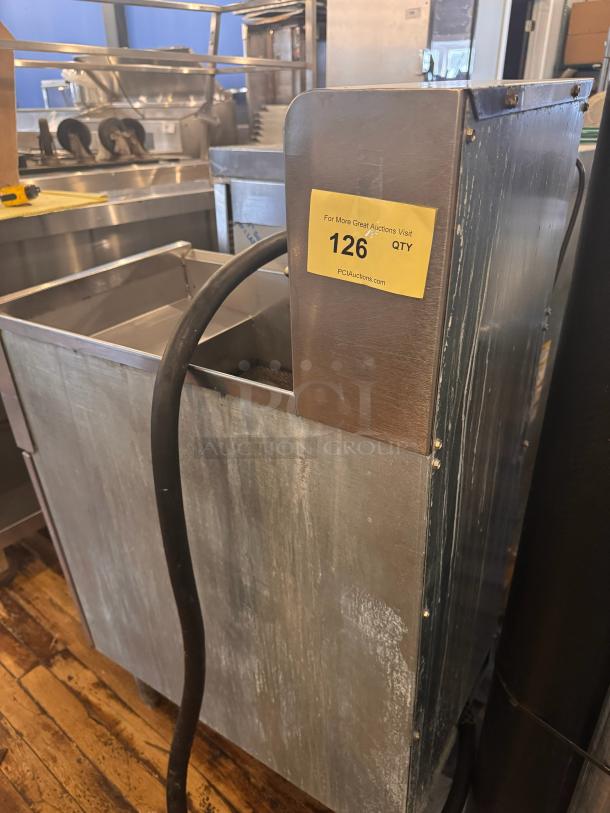 Frymaster SR14ESD Electric Fryer, 208V, stainless steel, with visible wear, auction tag "126 QTY".