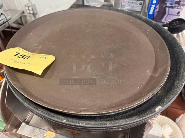 Lot of 4 metal trays, used condition, visible surface marks. Auction tag number 750 from PCIAuctions.com.