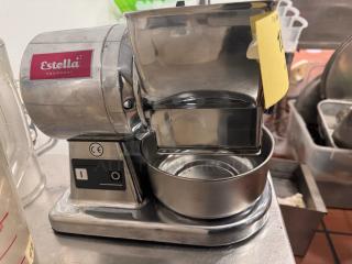 Estella electric hard cheese grater in stainless steel, excellent condition, with on/off switch and CE marking.