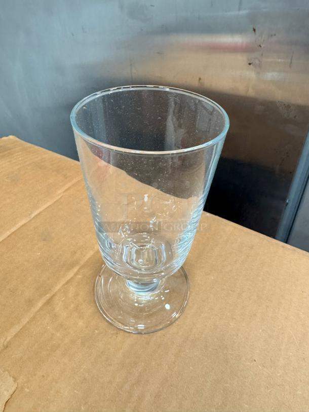 Lot of 36 HIBALL 8oz glasses, clear glass, perfect condition, round base, auctioned as one lot for single price.