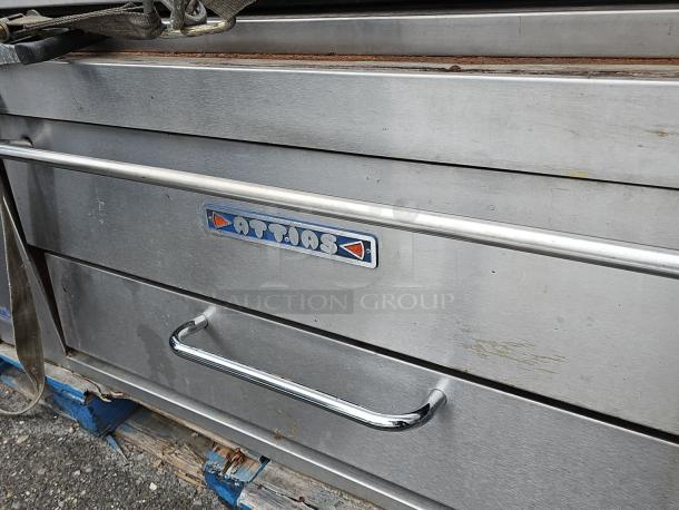 ATTIAS NG Single Deck Pizza Oven BIDX2, stainless steel, visible logo, good condition with minor wear.