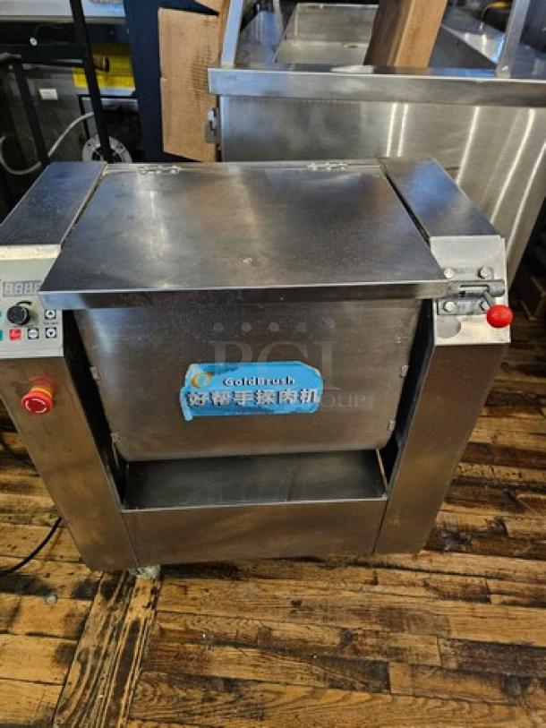 Gold Brush GB L80 dough mixer, 110V, stainless steel, tested and working, visible control buttons and branding label.