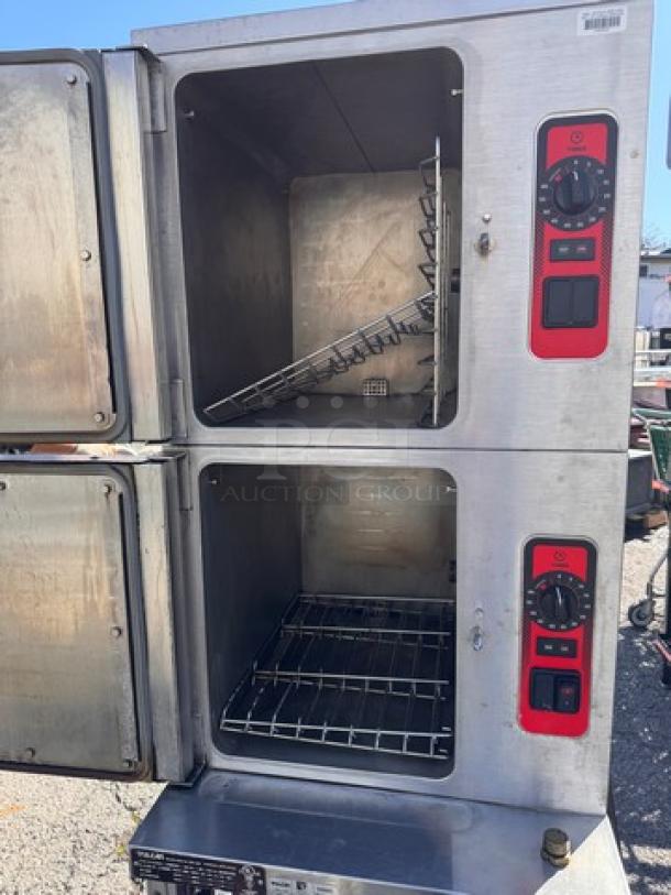 VULCAN C24EA10 electric double-stacked convection steamer, stainless steel, front controls, used condition.