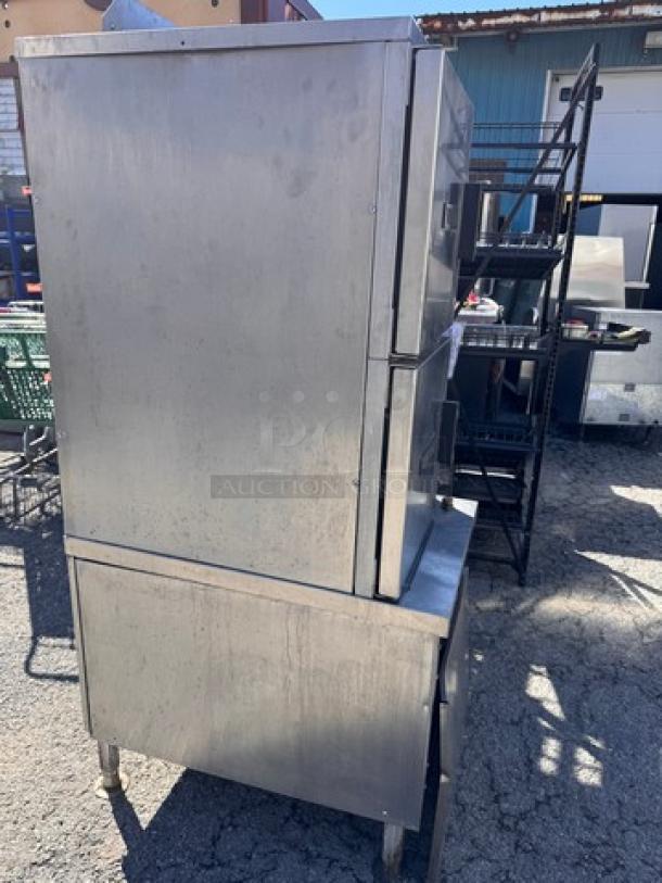 VULCAN C24EA10 electric double-stacked convection steamer, stainless steel, used condition, industrial setting.