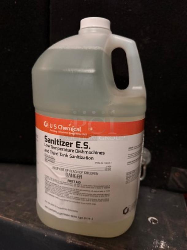 Lot of 3, 1-gallon U S Chemical Sanitizer E.S. for low temperature dishmachines, third tank sanitization.