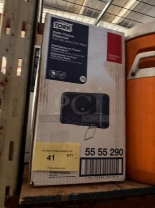 TORK Bath Tissue Dispenser in packaging, black, model number 55 55 290, quantity 2, new condition.
