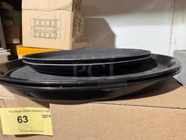 Black Tray BIDX4 set, featuring multiple stacking trays, in used condition. Visible tag shows auction number 63.