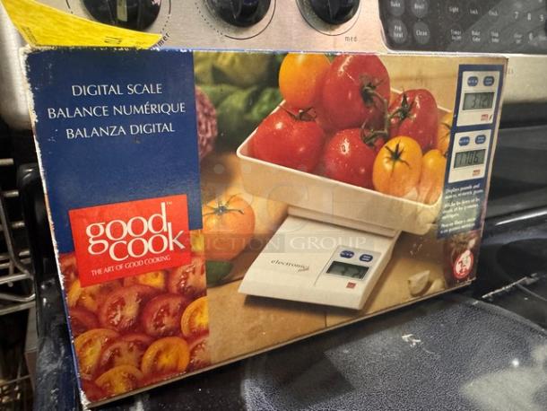 goodcook Digital Scale in original packaging, new condition. Features include precise measurement display and user-friendly controls.