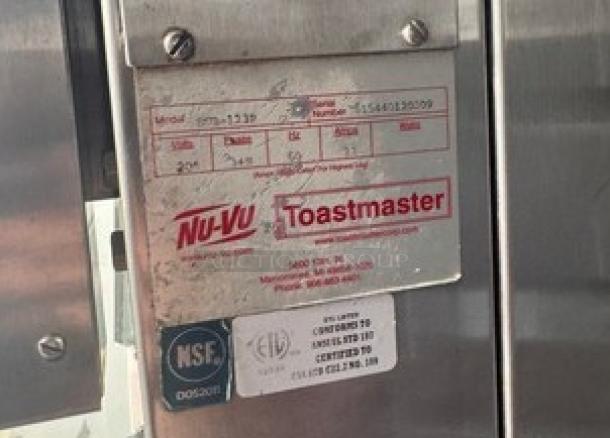 Nu Vu SUB-123P Proofer & Oven Combo, model SUB-123P, with manufacturer's label indicating specifications.