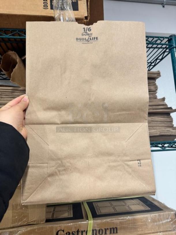 1/6 size Duro paper bag, sturdy kraft material, marked "Duro BUBL LIFE," in good condition, suitable for packaging.
