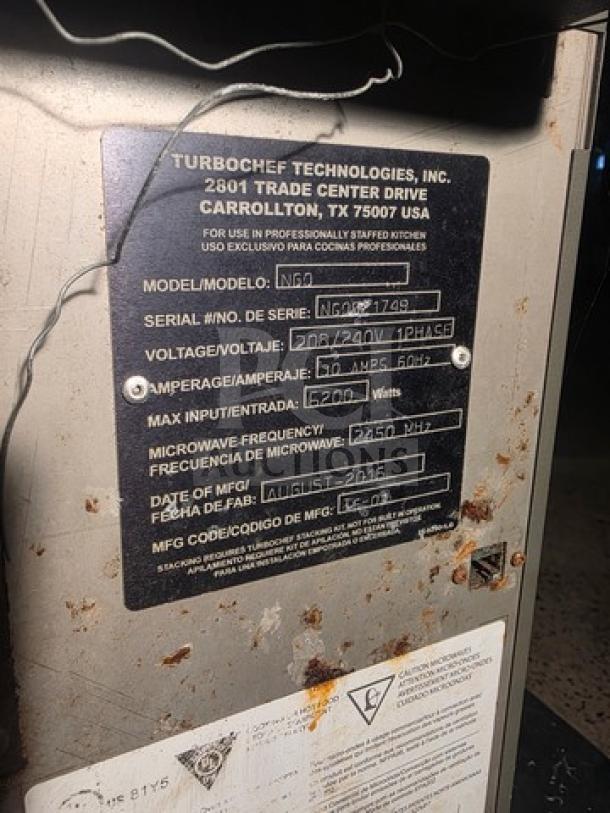 Turbochef NGO high-speed accelerated countertop oven, model NGO, serial #NGA-1479; used condition with visible wear.