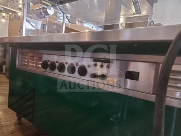 Colorpoint 5 bay steam table, stainless steel, 120V, control knobs and vents visible, used condition.