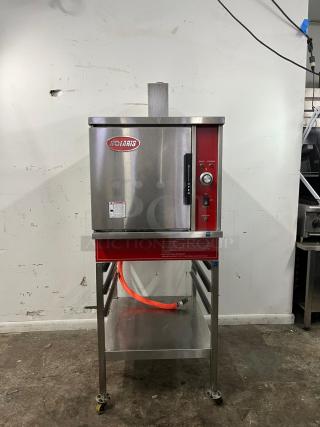 SOLARIS SX-5GR natural gas convection steamer, 42,000-47,000 BTU, stainless steel, includes cooling racks, excellent condition.