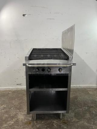 Magikitch'n gas countertop charbroiler, manual control, 195,000 BTU, stainless steel, good condition, sturdy legs.