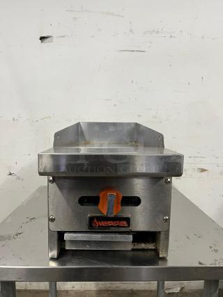 Sierra Range SRMG-12, 30,000 Btu gas griddle, 12", stainless steel, manual controls, visible Sierra logo, used condition.