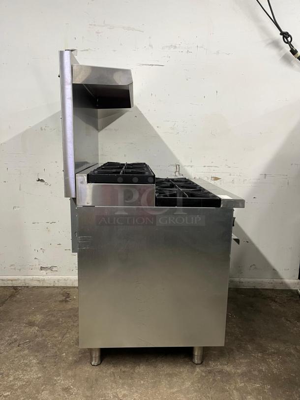 2024 Evernew RC-ENR6B36TJ-NAT stainless steel 2-tier 6-burner range with oven, back splash, over shelf, 210,000 BTU, brand new.