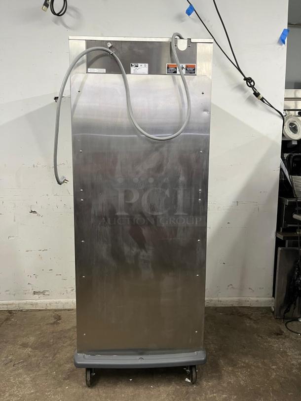 Metro C599-SDS-U heated holding/proofing cabinet with solid Dutch doors, stainless steel, full size, on casters, 120V.