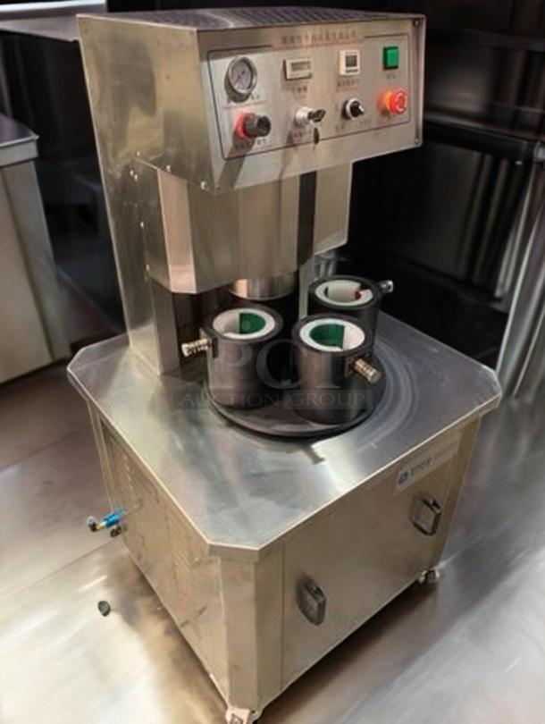 Tang Machinery Four-Station Semi-Automatic Vacuum Capper, premium condition, secure vacuum-seal, tested, model TNG-L-CAP-0424.