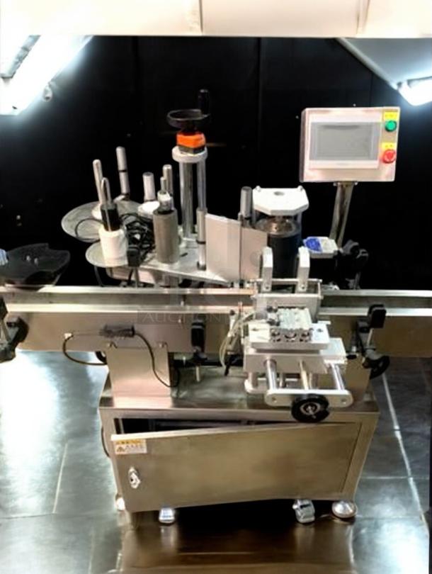 Tang Automatic Round Bottle Labeling Machine, Model TGM-TY01, premium condition, high-speed 360° wrap-around, fully tested.