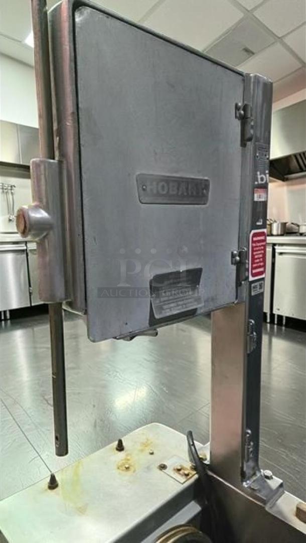 Hobart 5614 commercial meat saw in excellent condition, 2 HP, 3-phase, NSF certified, fully tested and operational.