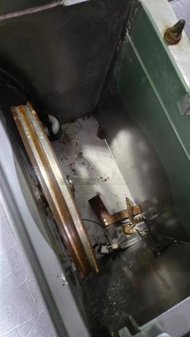 Commercial Hobart 5614 meat saw, 2 HP, 3-phase, NSF-certified, excellent condition, fully tested, interior view.