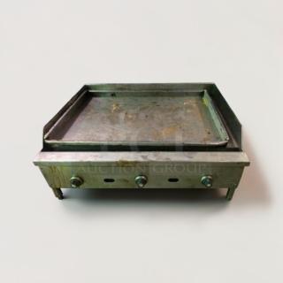 Commercial Grade 36" gas countertop griddle, 3 burners, heavy-duty, fully tested, operational, premium condition model GRDL-M-36-0557.