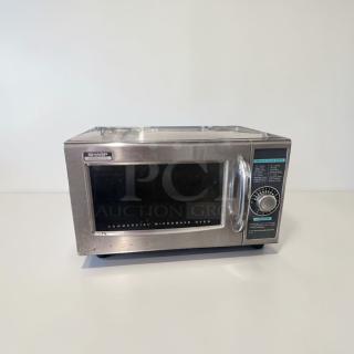 Sharp R-21LCFS commercial microwave, 1000W, stainless steel, excellent condition, UL listed, fully tested, operational.
