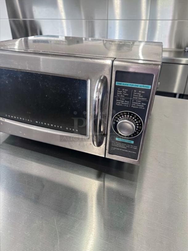 Sharp R-21LCFS commercial microwave, 1000W, stainless steel, excellent condition, UL listed, fully tested, operational.