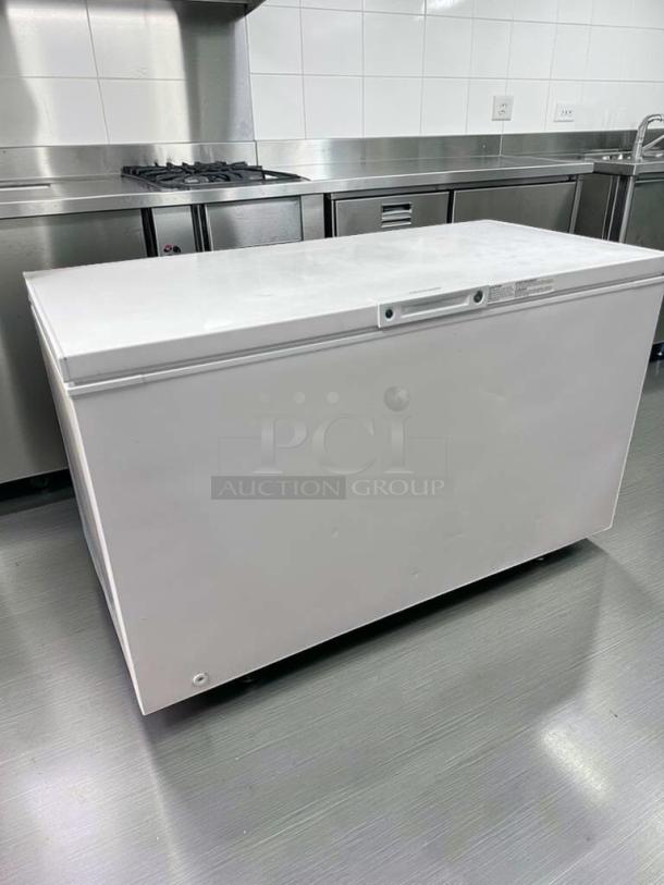 Electrolux FFCL1542AW chest freezer in excellent condition, 115V, UL listed, fully tested. White exterior with visible label.