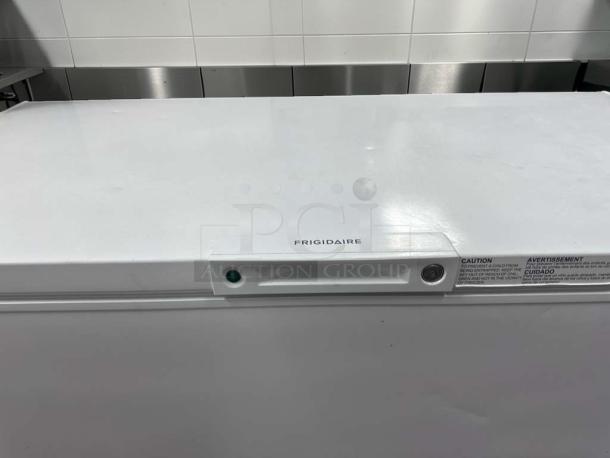 Electrolux FFCL1542AW commercial chest freezer in excellent condition. White finish, 115V, UL Listed, Frigidaire label.
