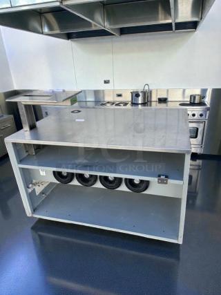 Commercial heated holding cabinet, 48" pass-through station, with overhead heat shelf, model HOT-M-HOLD-0578, fully tested.