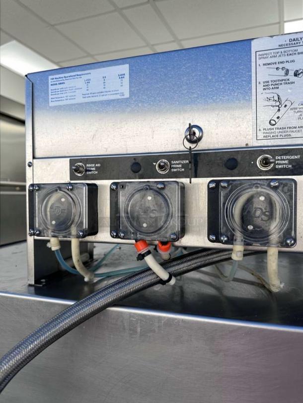 American Dish Service 5-AGS commercial glass washer, NSF listed, 120V, showing prime switches and tubing. Fully tested.