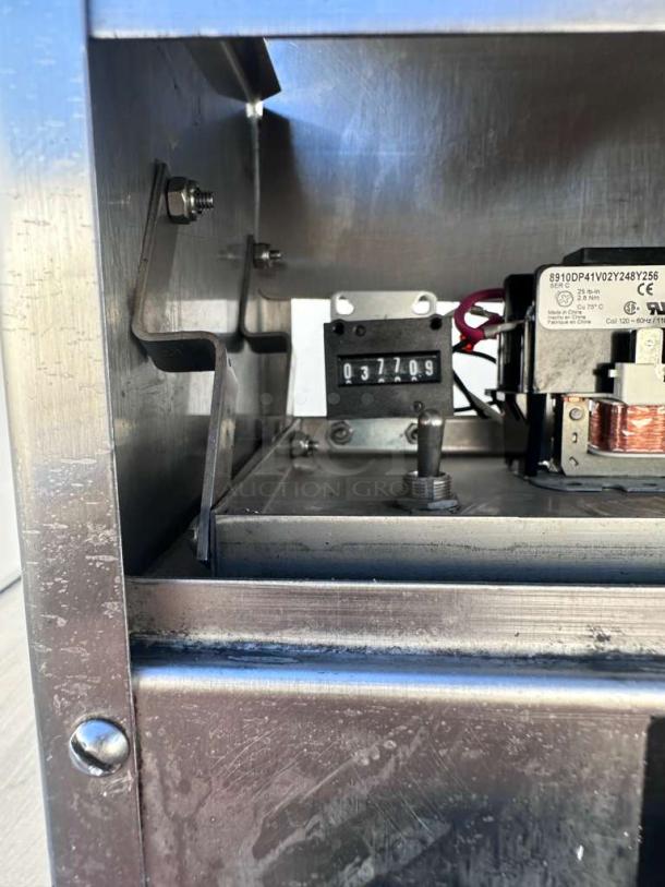 American Dish Service 5-AGS commercial glass washer, internal view, showing serial and model markings, prime condition.