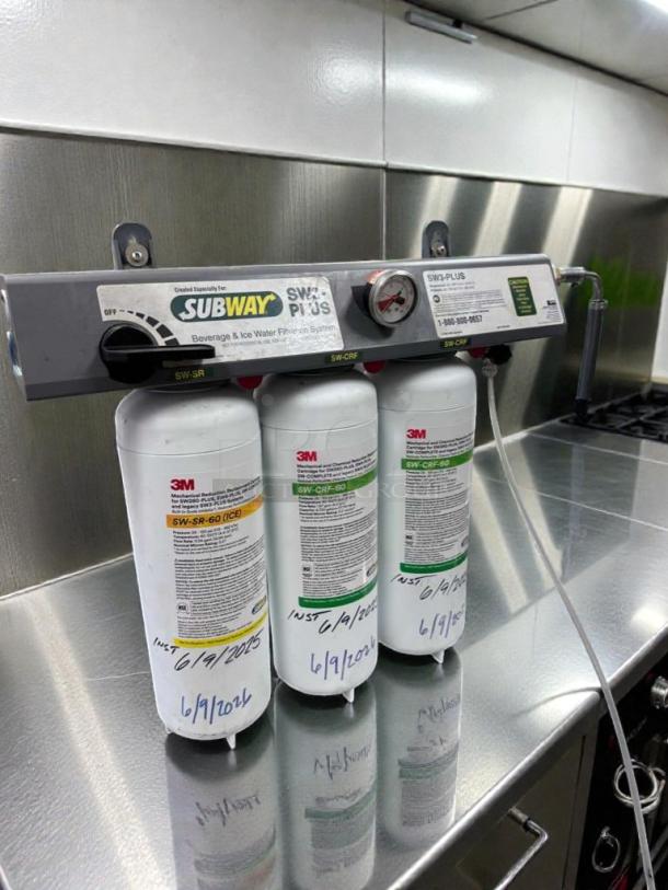 Flawless 3M SW3-PLUS Beverage & Ice Water Filtration System, triple cartridge, fully tested, installation date marked 6/9/2023.