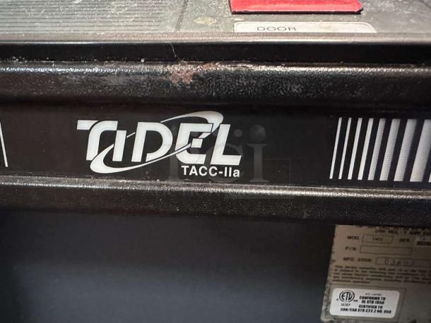 Tidel TACC-IIa currency deposit safe, UL listed, commercial cash recycler, fully tested, model and safety labels visible.